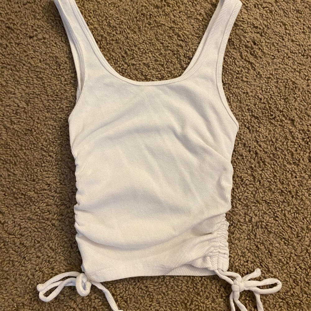 White scrunch tank top